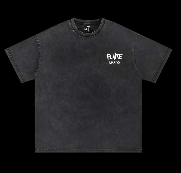V1 Pure Moto Tee - Acid Washed Black REFLECTIVE